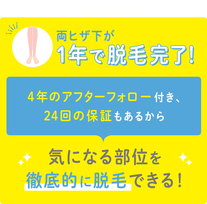 例えば!両ヒザ下が1年間で脱毛完了!