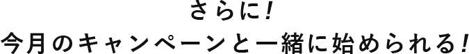 さらに!今月のキャンペーンと一緒に始められる!